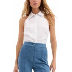 NEW VERONICA BEARD regina sleeveless shirt in white